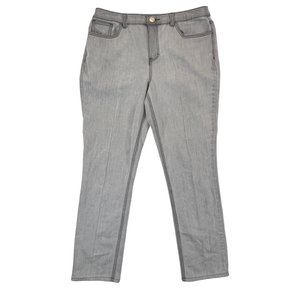 Christopher and Banks Mid Rise Straight Leg Jeans Women's 10 Gray Studded Pocket